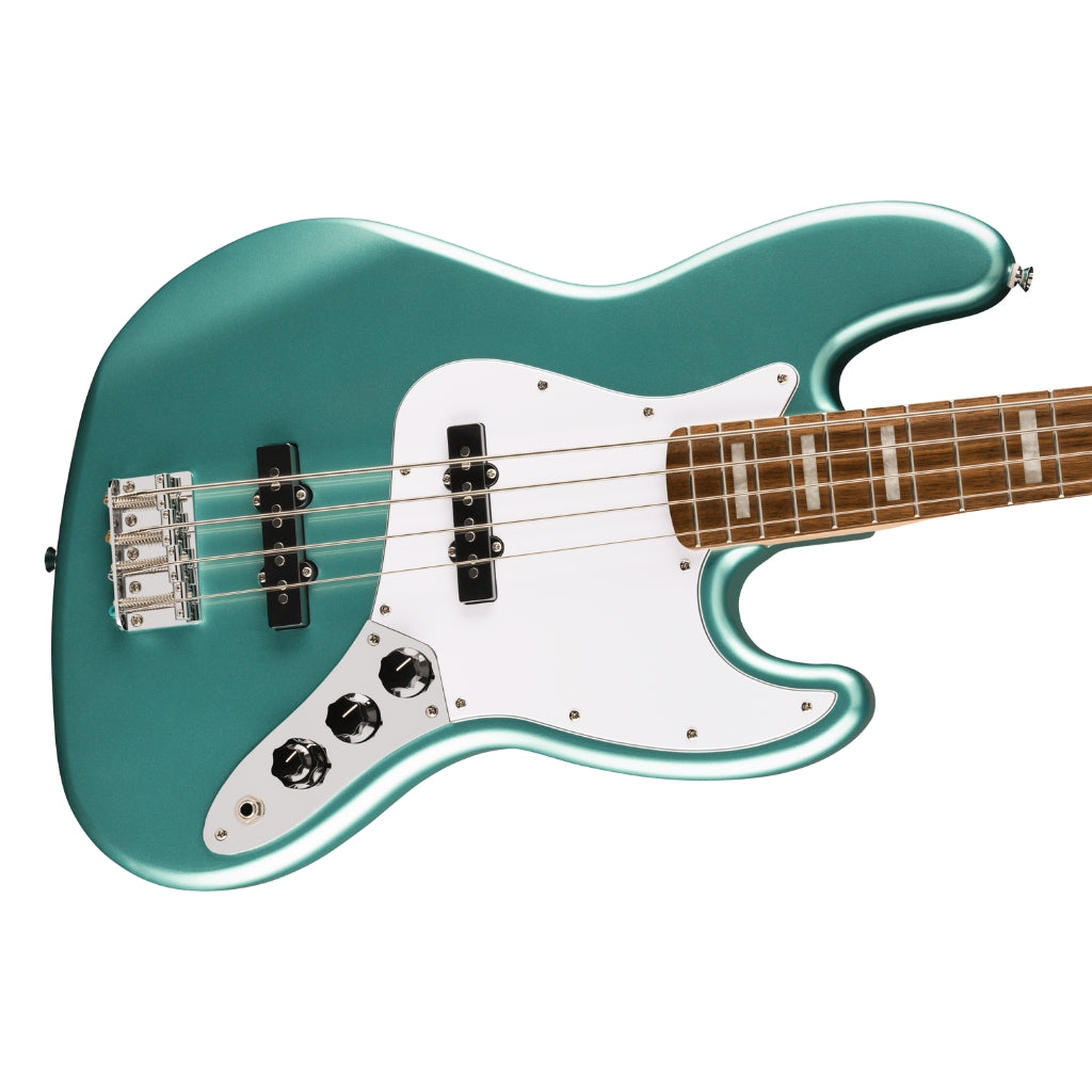 Squier - Affinity Series Active Jazz Bass with Laurel Fingerboard and White Pickguard - Mystic Sea Foam Green
