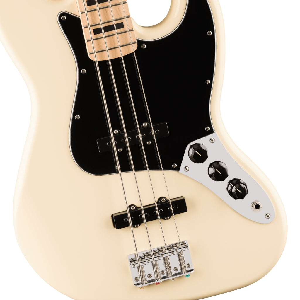 Squier - Affinity Series Active Jazz Bass with Maple Fingerboard and Black Pickguard - Olympic White