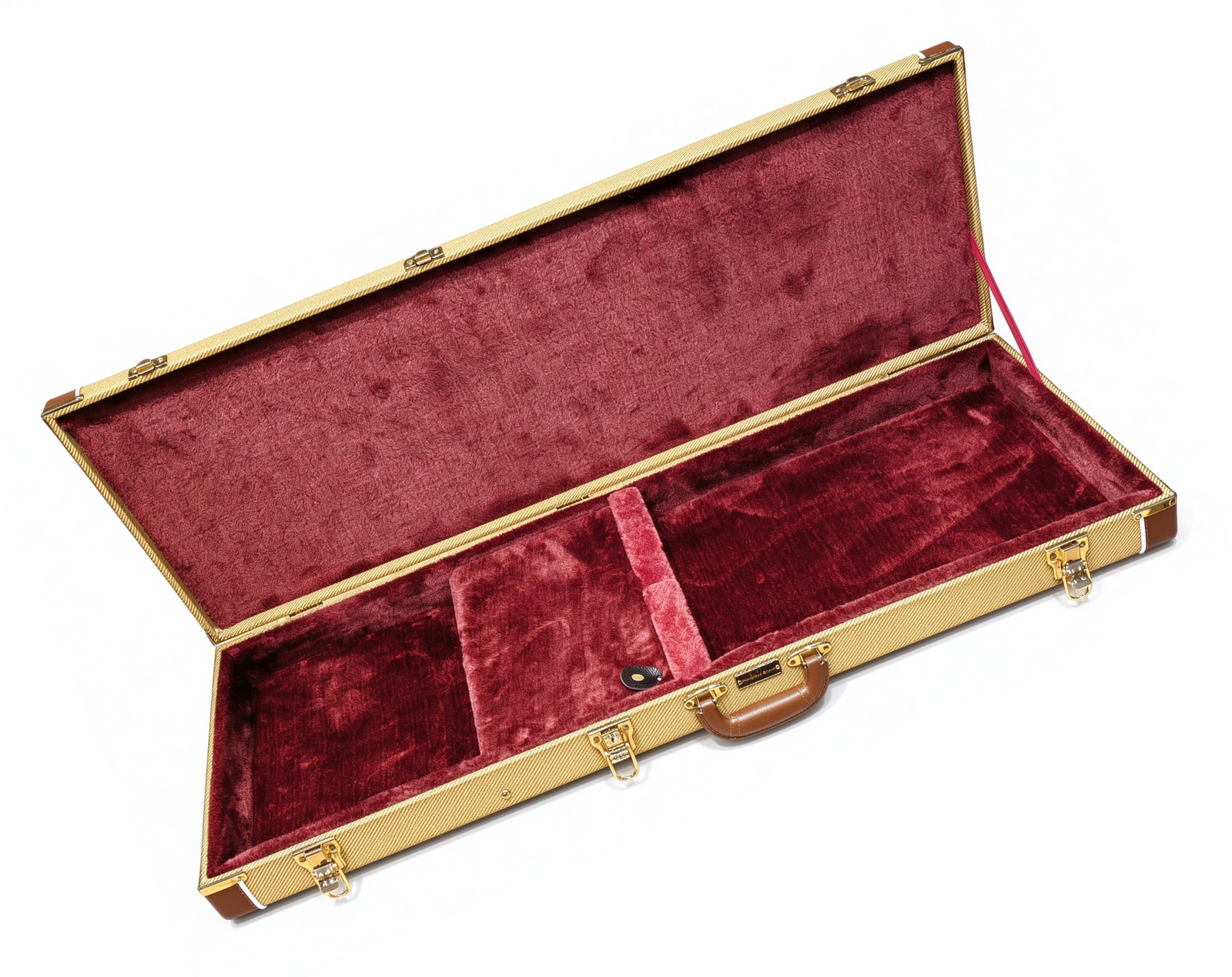 Rainbow Electric Bass Guitar Hard Case, Yellow Tweed Exterior with Red Plush Interior