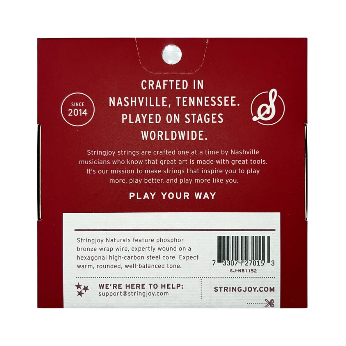 Stringjoy - Naturals Phosphor Bronze Acoustic Guitar Strings - Super Light Gauge (.011 - .052)