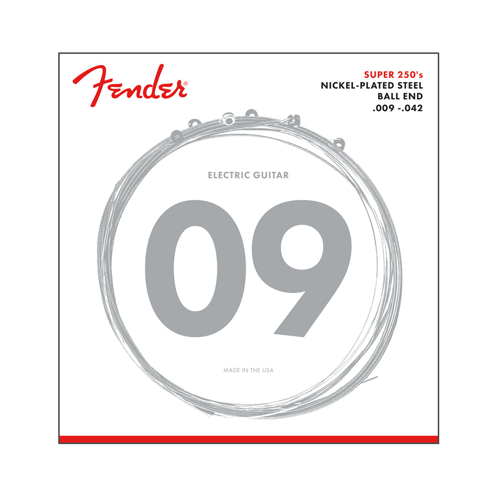 Fender Super 250 Guitar Strings - Nickel Plated Steel - Ball End - 250L Gauges .009-.042