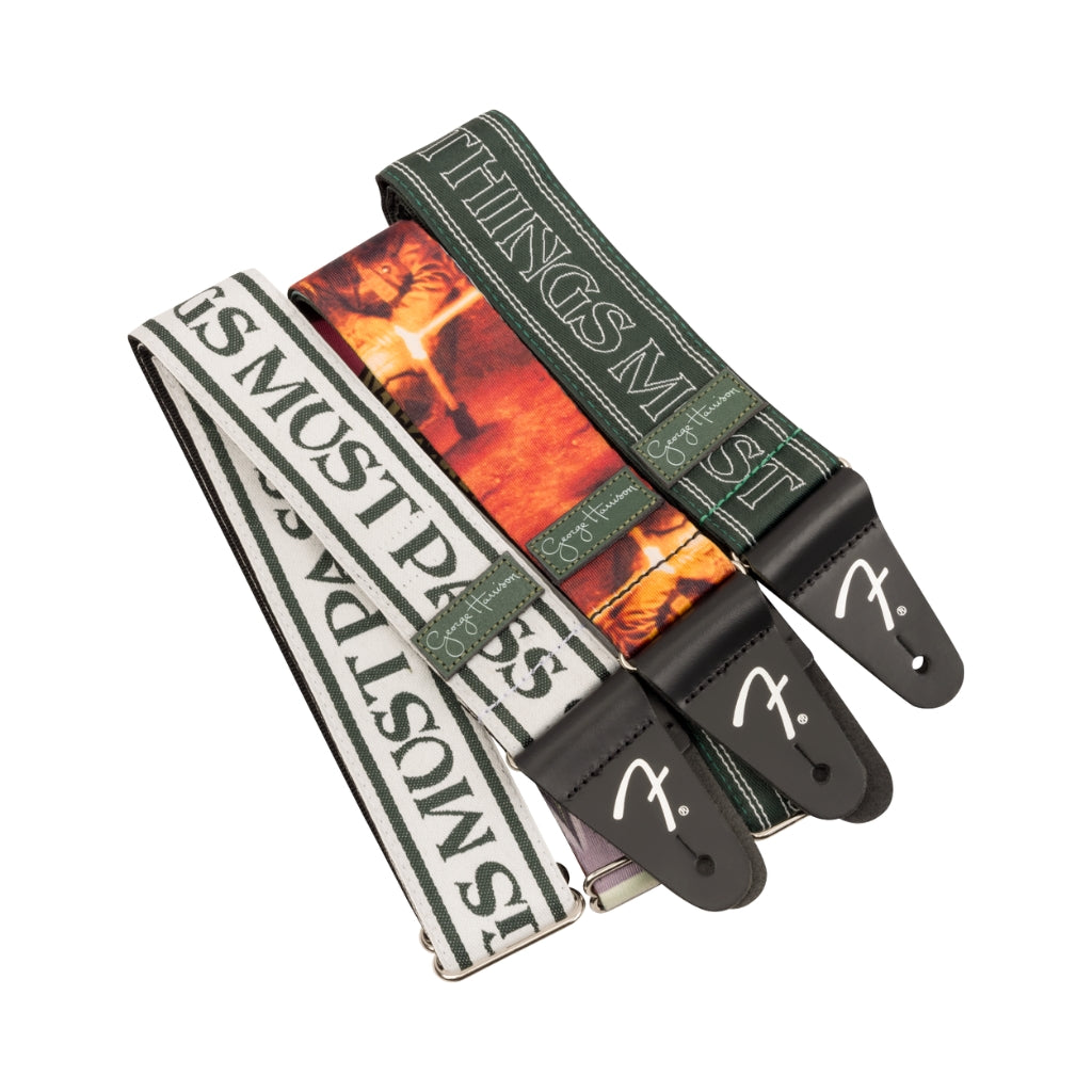 Fender George Harrison All Things Must Pass Logo Strap, White/Black, 2"