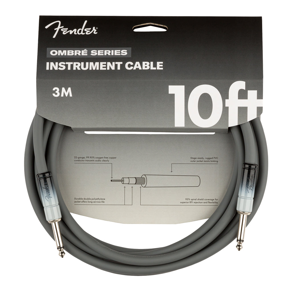 Fender Ombré Instrument Cable Straight Straight 10' Silver Smoke