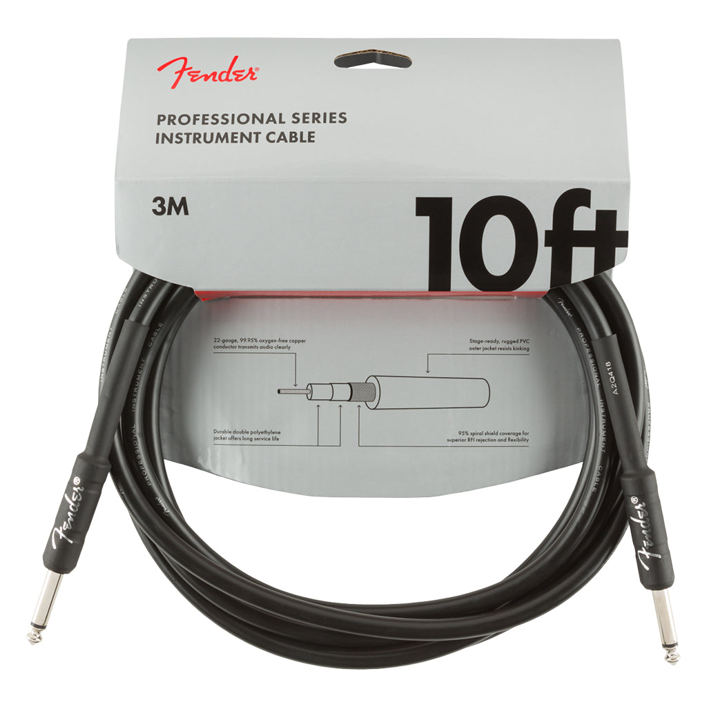 Fender Professional Series Instrument Cable Straight Straight, 10' Black