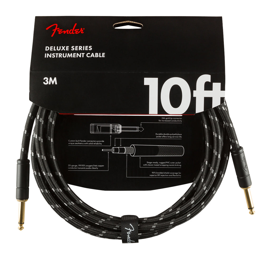 Fender Deluxe Series Instrument Cable Straight Straight 10 Black Tweed