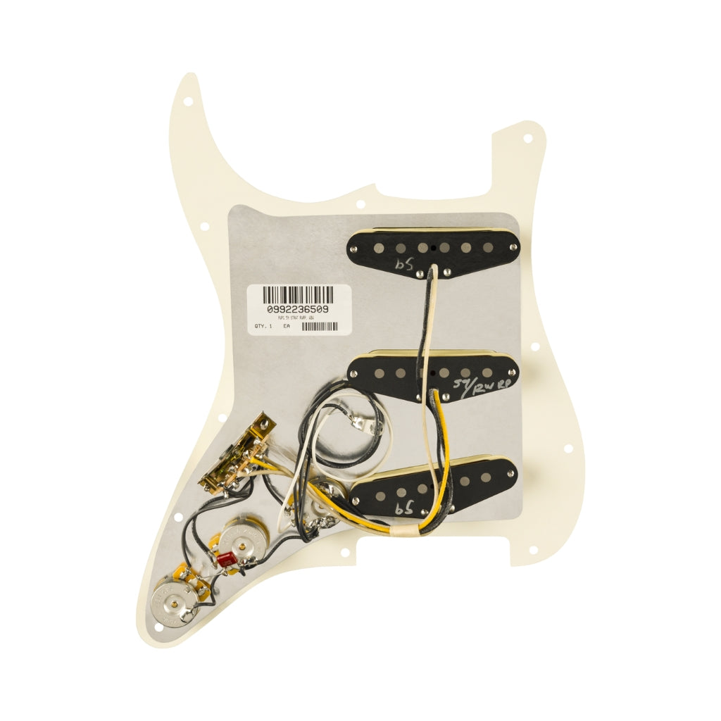 Fender - Pre Wired Strat Pickguard - Pure Vintage 59 with RWRP Midde Parchment 11 Hole PG