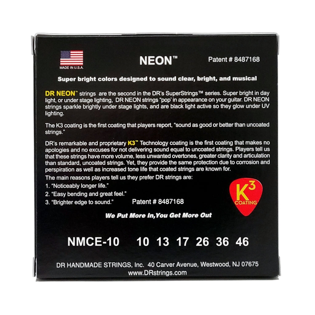 DR - Hi-Def Neon Multi-Color K3 Coated Electric Guitar Strings - Medium 10-46
