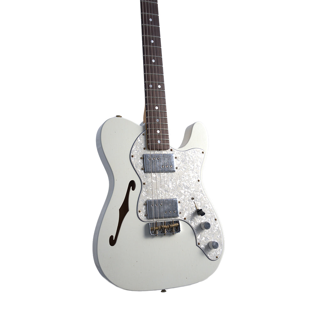 Fender Custom Shop 70s Telecaster Thinline Roadworn Journeyman Electric Guitar - Aged Olympic White