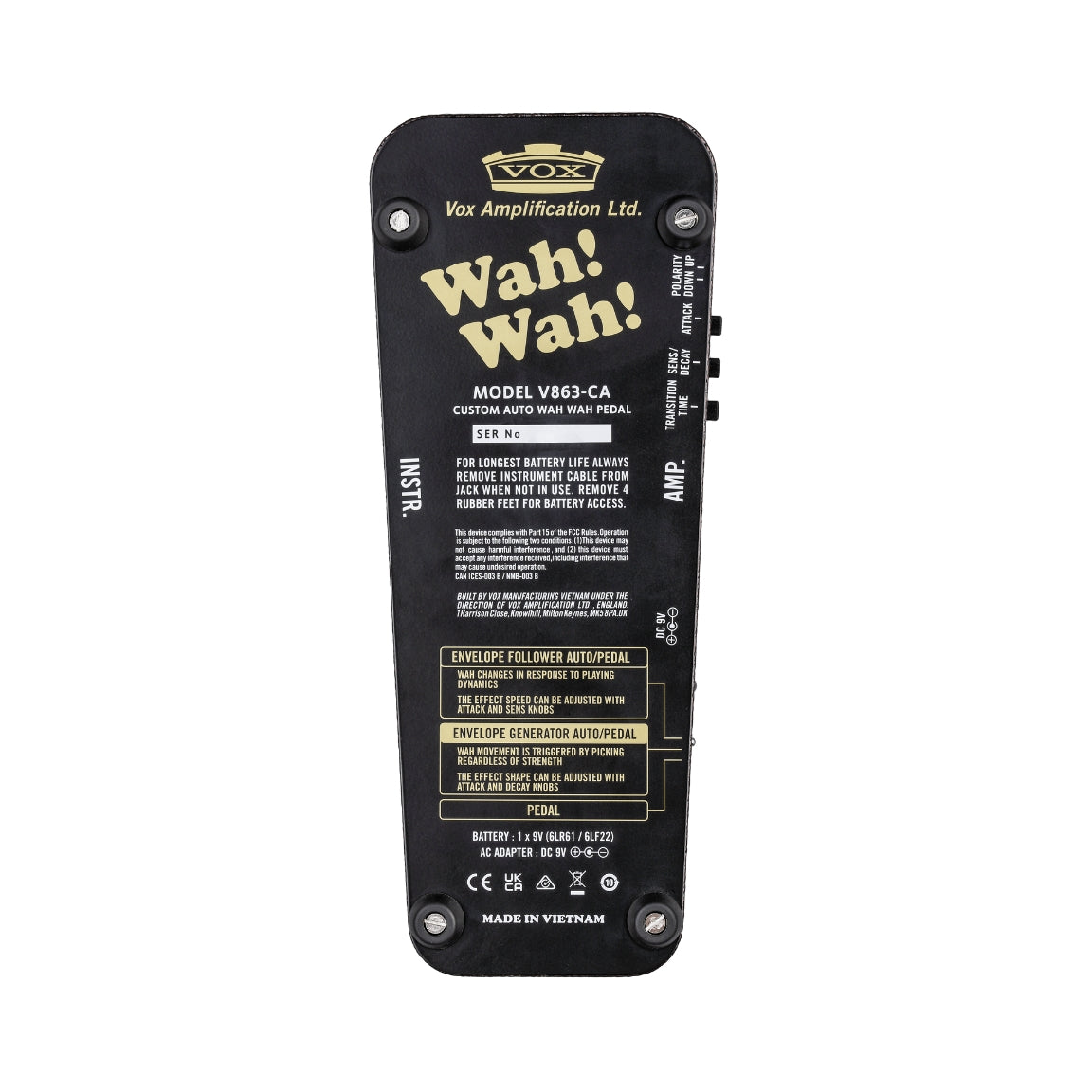 Vox - V863-CA - Custom Auto Wah Wah Pedal