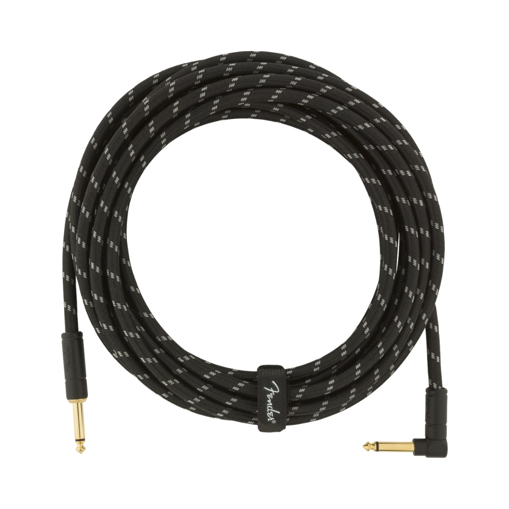 Fender - Deluxe Series Straight to Right Angle Instrument Cable - 18.6 foot Black Tweed