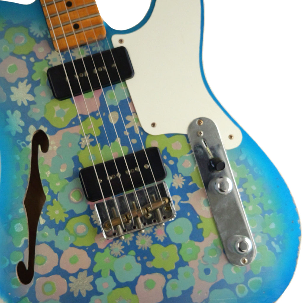 Fender Custom Shop Dual P90 Thinline Telecaster Relic Limited Edition Electric Guitar - Blue Floral body