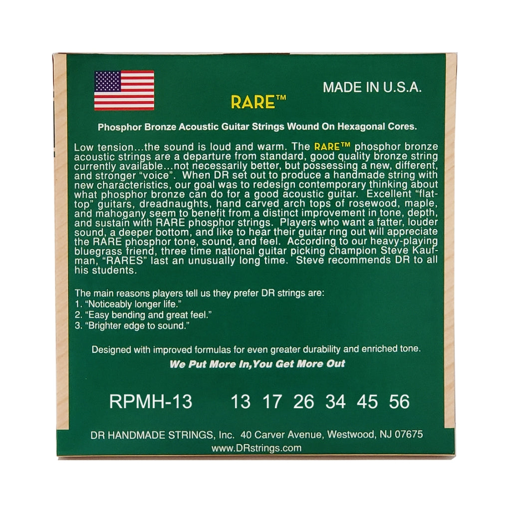 DR  -Rare Phosphor Bronze Acoustic Guitar Strings - Medium 13-56