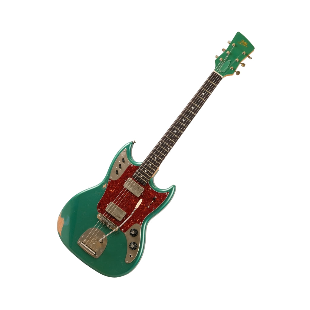 Frank Brothers Sonar Heavy Relic Electric Guitar - Sherwood Green angled
