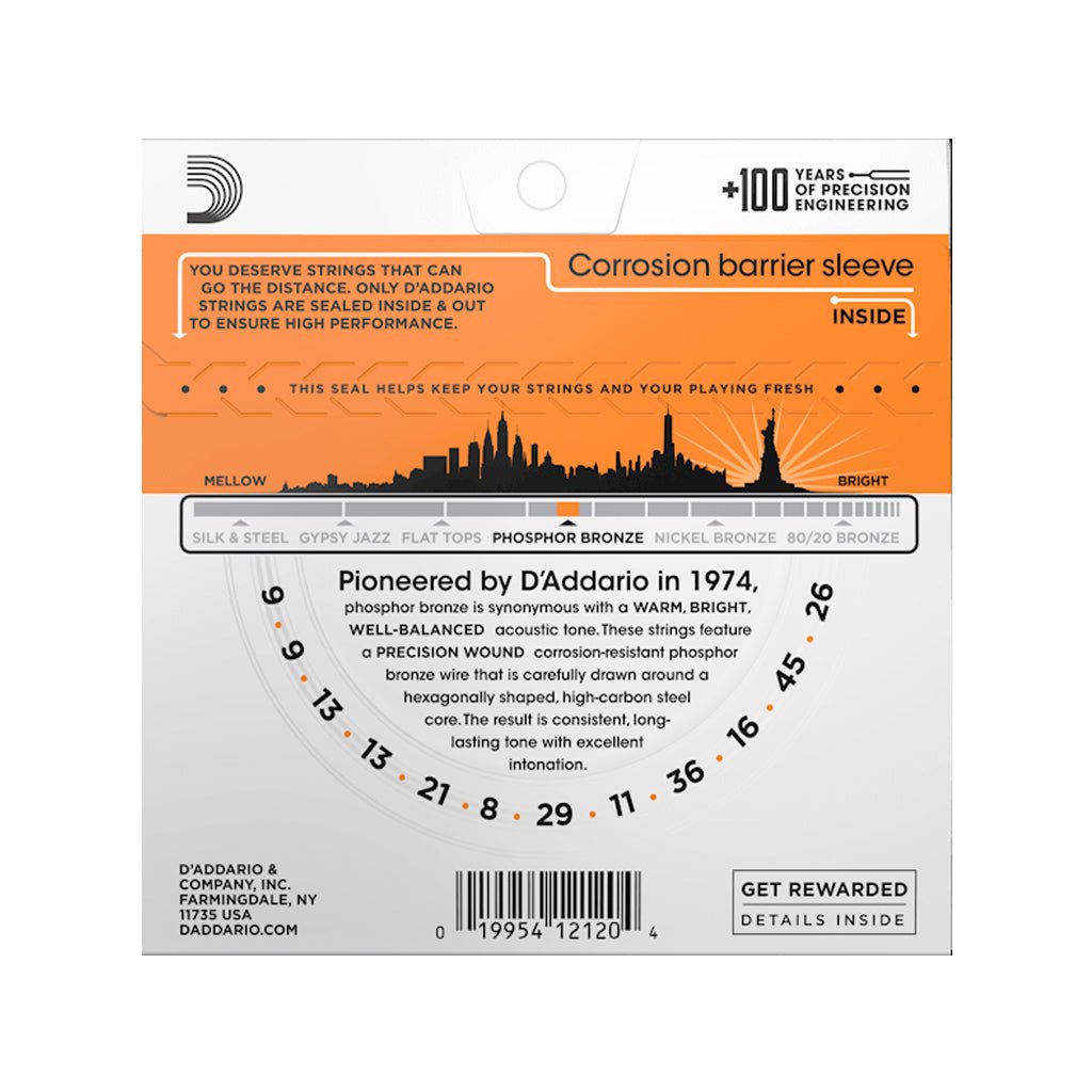 12-String Phosphor Bronze Acoustic Guitar Strings, Extra Light, 9-45 Guitar Strings Sky Music
