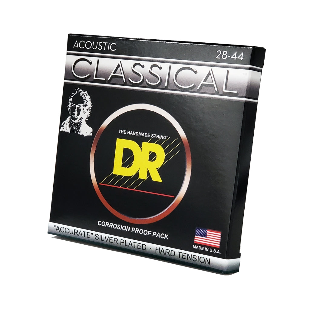 DR Strings - Classical Nylon Silver-Plated Strings - Hard Tension 28-44