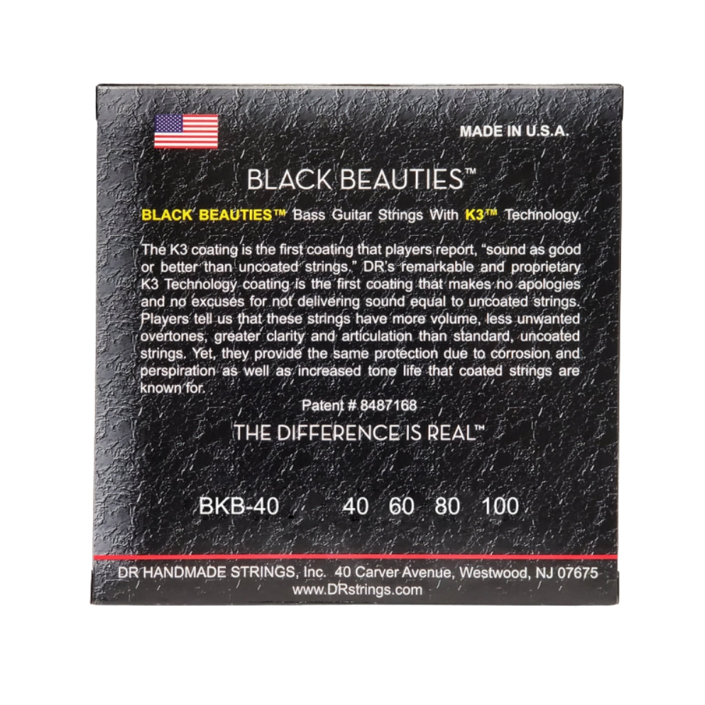 DR Strings - Black Beauties Coated Steel Bass Guitar Strings - Light 40-100