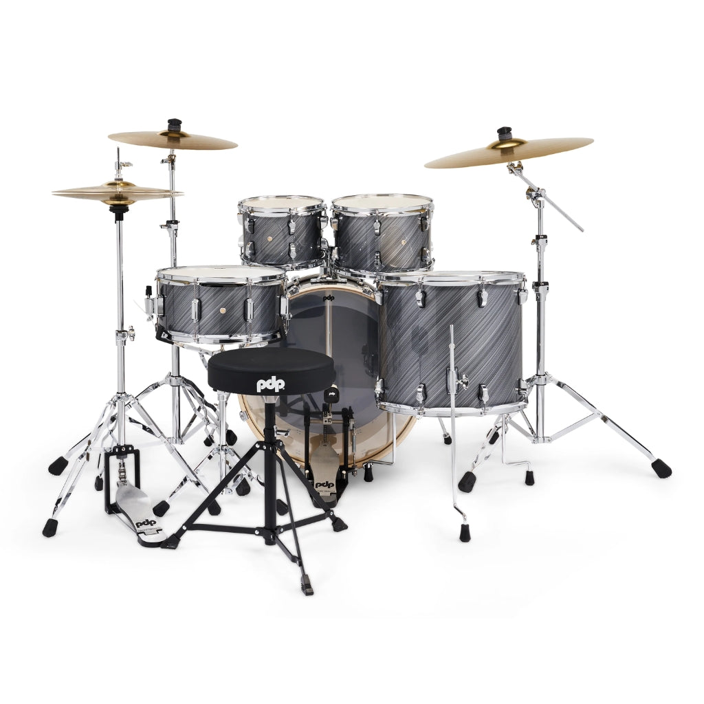 PDP - Mainstage 5-Piece Complete Drum Set with Hardware and Cymbals - Twisted Graphite