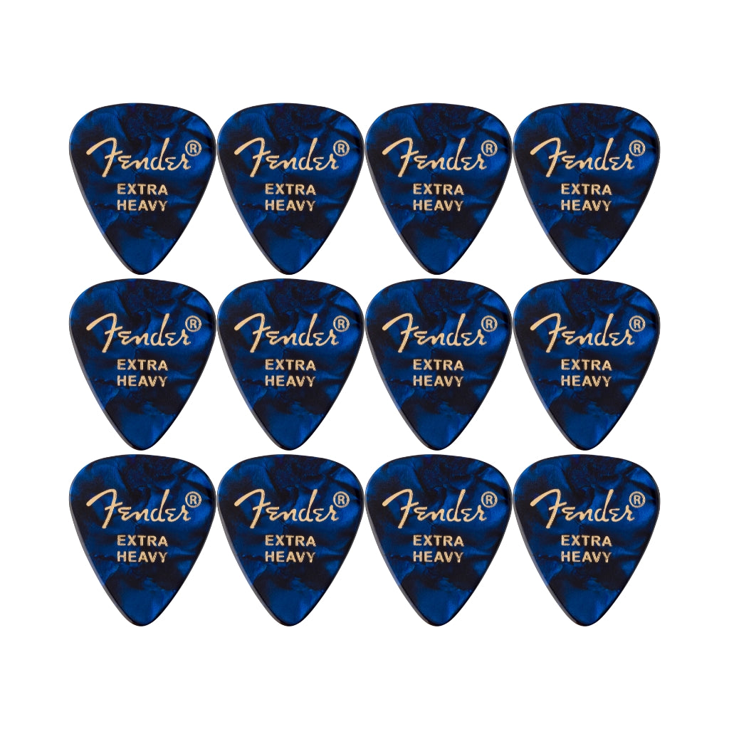 Fender - Premium Celluloid 351 Shape Picks - Extra Heavy Blue Moto 12 Pack