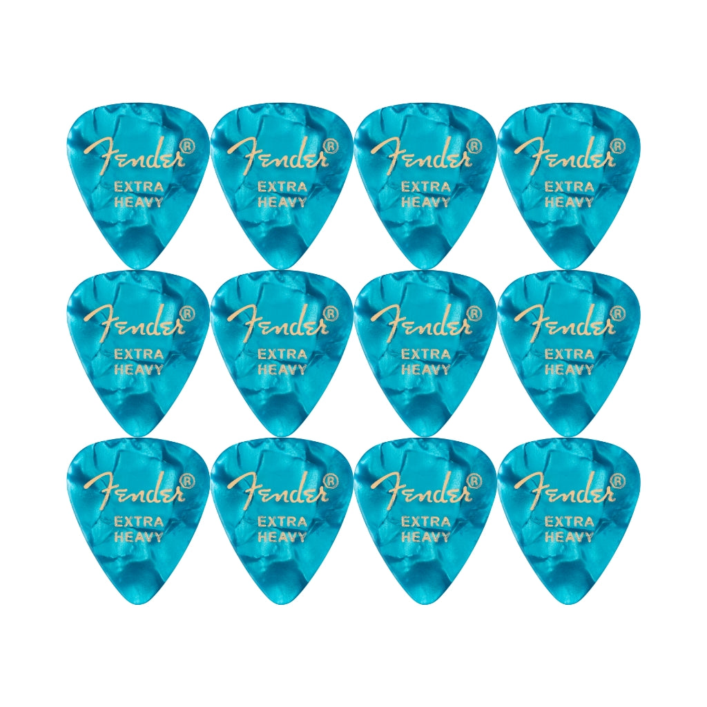 Fender - Premium Celluloid 351 Shape Picks - Extra Heavy Ocean Turquoise 12 Pack