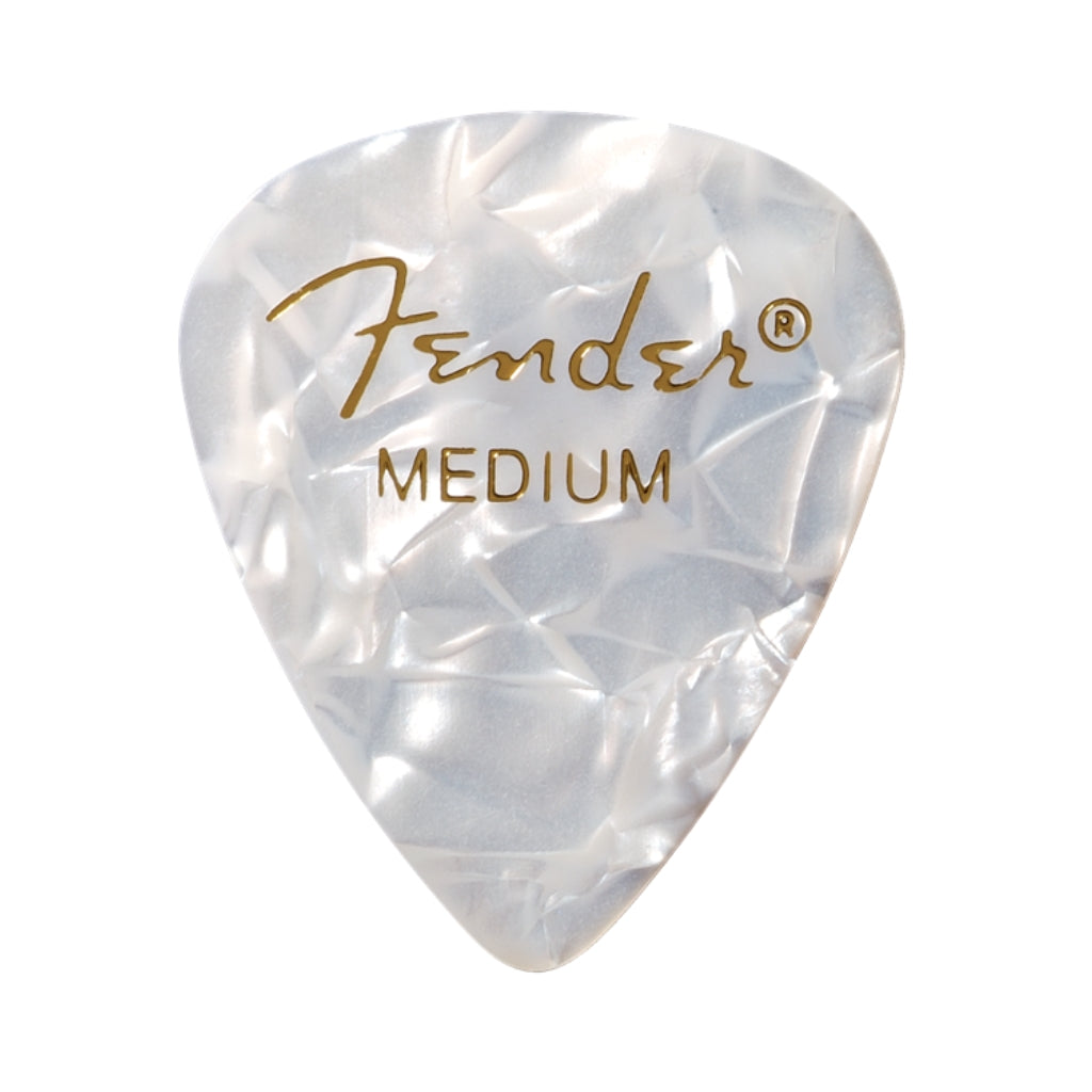 Fender - Premium Celluloid 351 Shape Picks - Medium White Moto 12 Pack