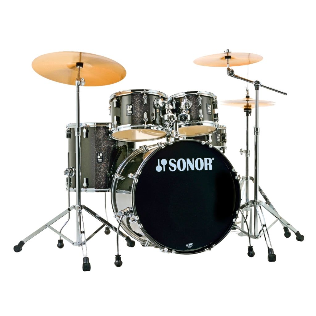 Sonor AQX Series Stage 5-Piece Kit with 1000 Series Hardware Set &amp; Cymbals - Black Midnight Sparkle