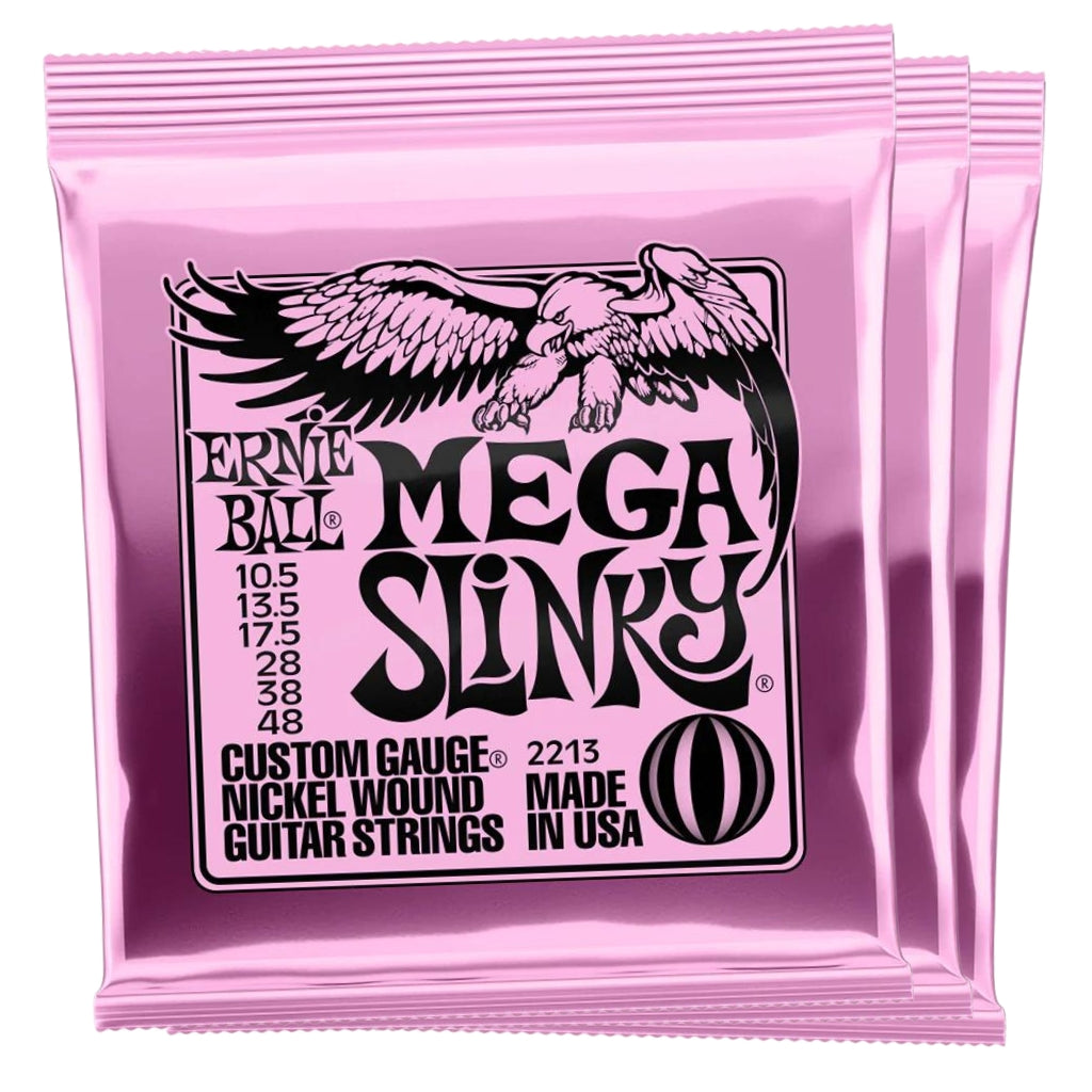 Ernie Ball Mega Slinky Nickel Wound 10.5/48 Electric Guitar Strings 3 Pack | Fretted Instrument Strings | P03213