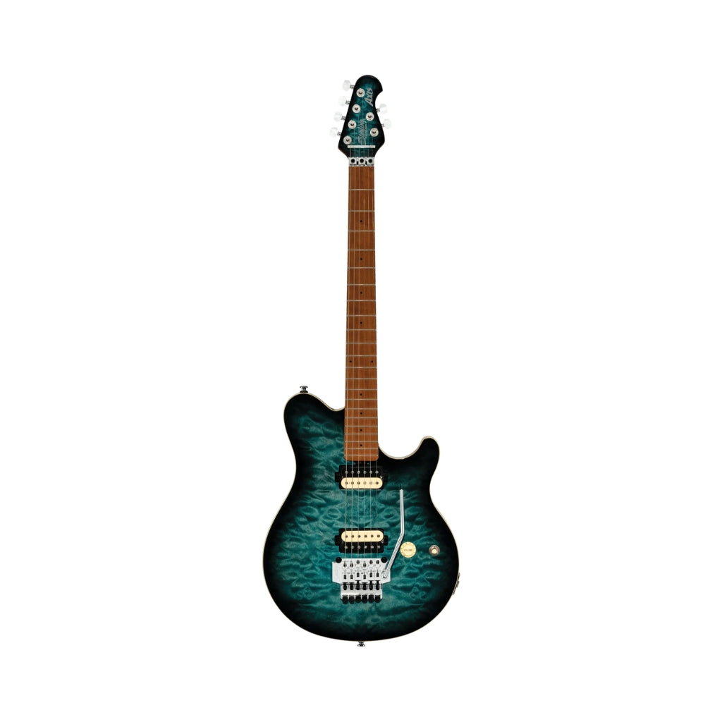 Sterling Axis Quilted Maple Top Electric Guitar - Yucatan Blue front