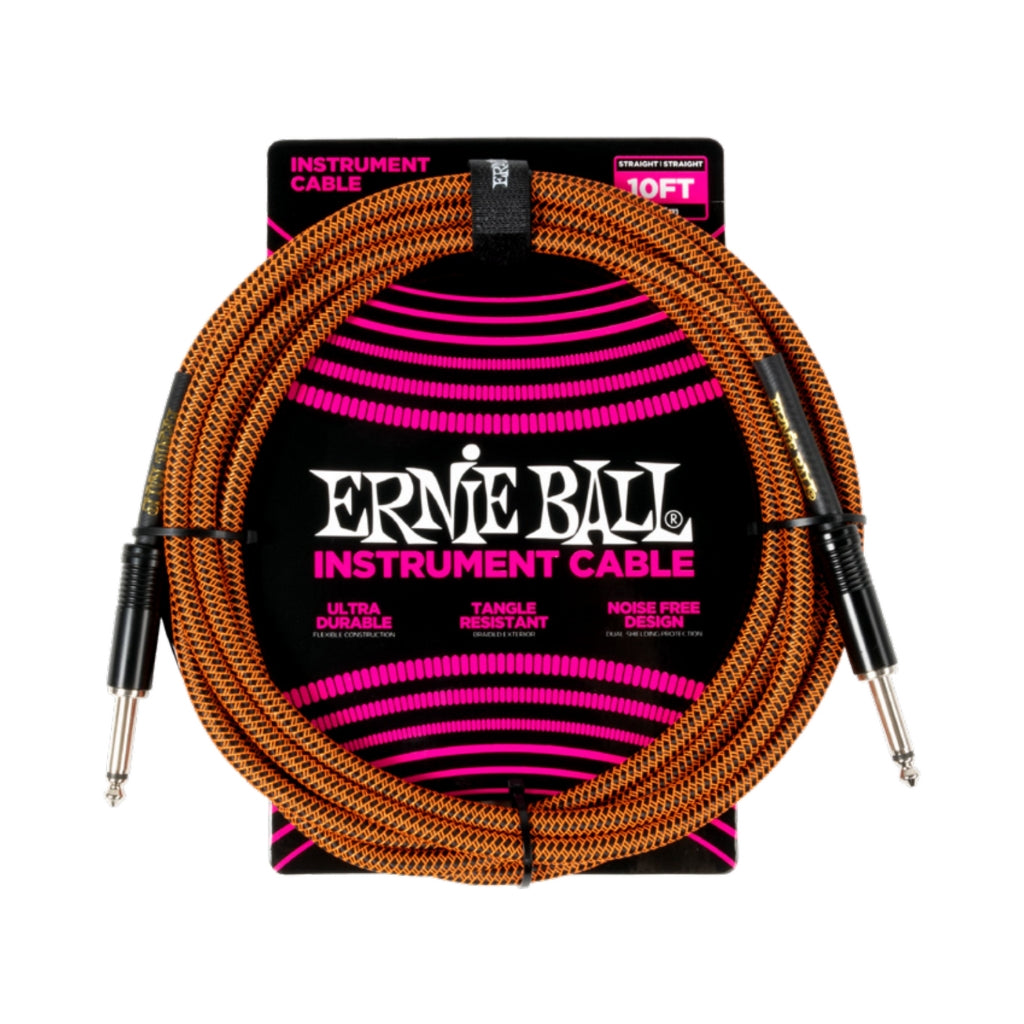 Ernie Ball - Braided Straight to Straight Instrument Cable - 10ft, Pumpkin Pie