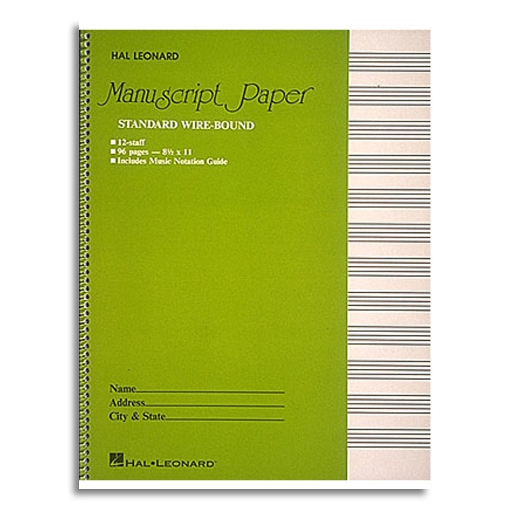Manuscript Wirebound Green 96PP 12 Stave