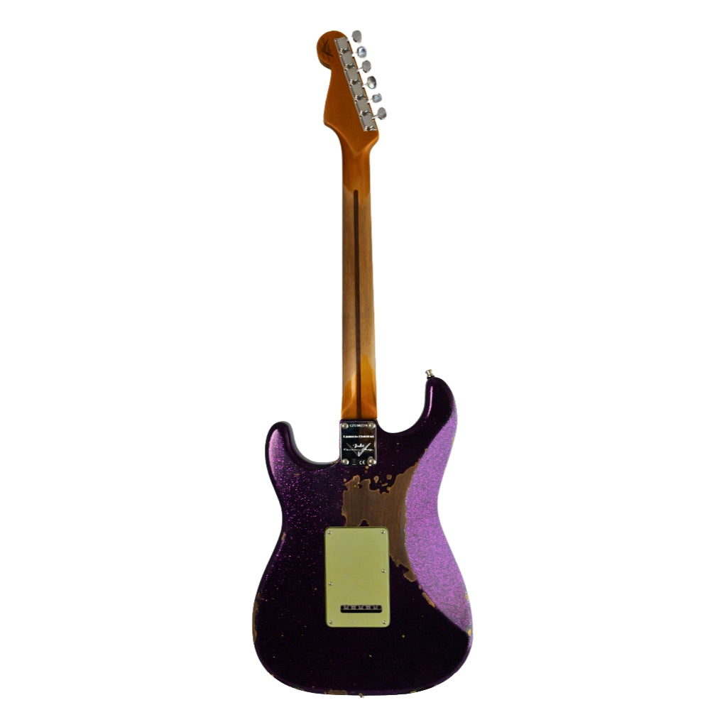 Fender Custom Shop - Limited Edition Custom Deluxe HB S-1 Stratocaster Heavy Relic with Closet Classic Hardware Electric Guitar - Magenta Sparkle over 3-Color Sunburst