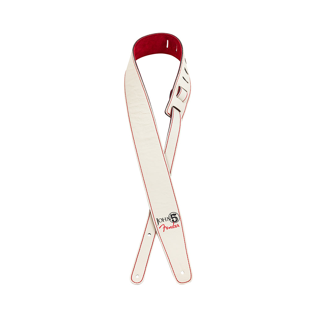 Fender John 5 Leather Guitar Strap - White &amp; Red