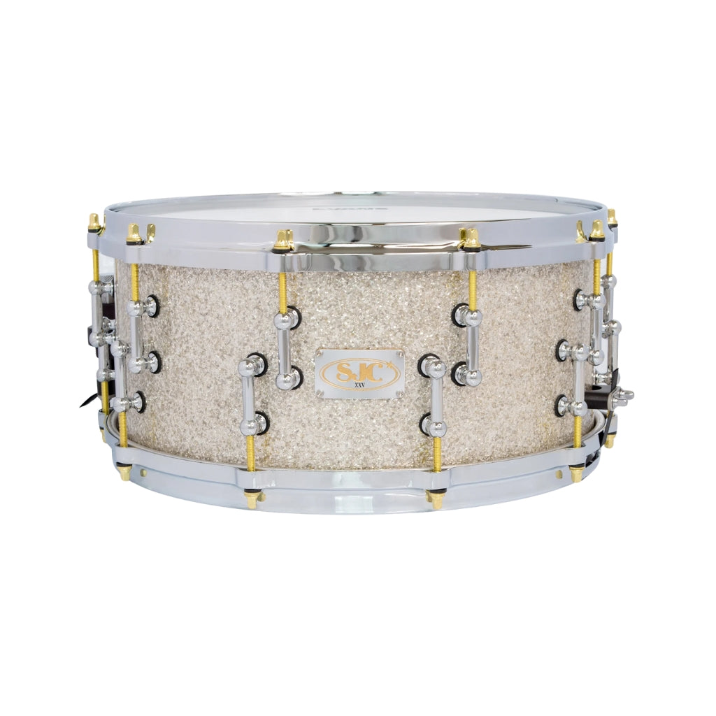 SJC Custom Drums - XXV Anniversary 6.5x14" 25Ply Maple - Silver Glass Glitter