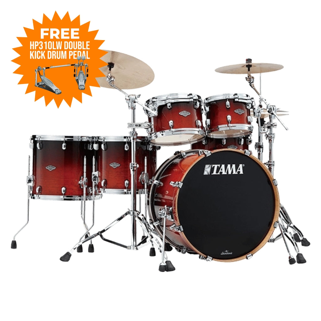 TAMA - MBS52RZS DCF Starclassic Performer 5-Piece Shell Pack - Dark Cherry Fade with FREE HP310LW Double Kick Drum Pedal