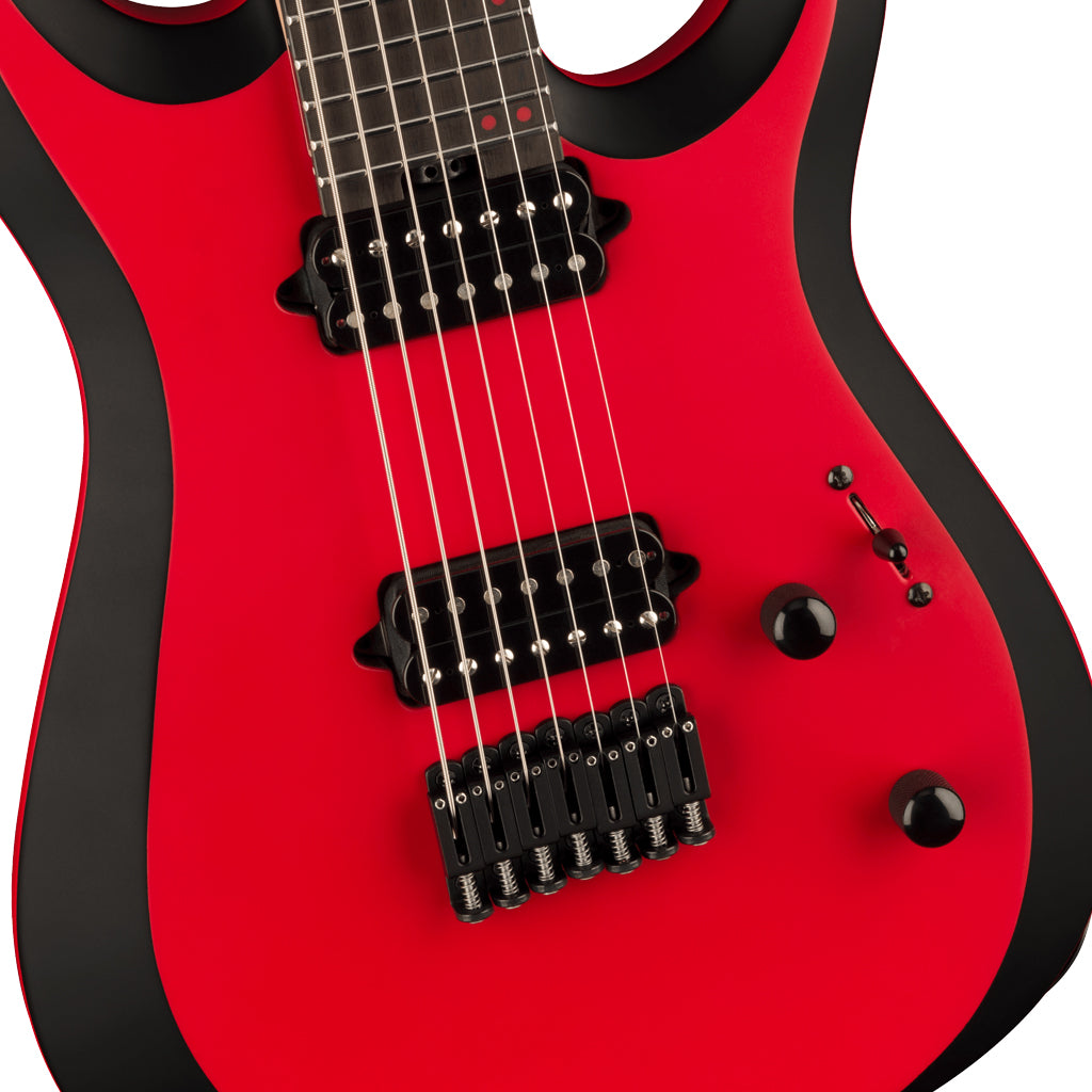 Jackson - Pro Plus Series DK Modern MDK7 HT - Ebony Fingerboard, Satin Red with Black bevels
