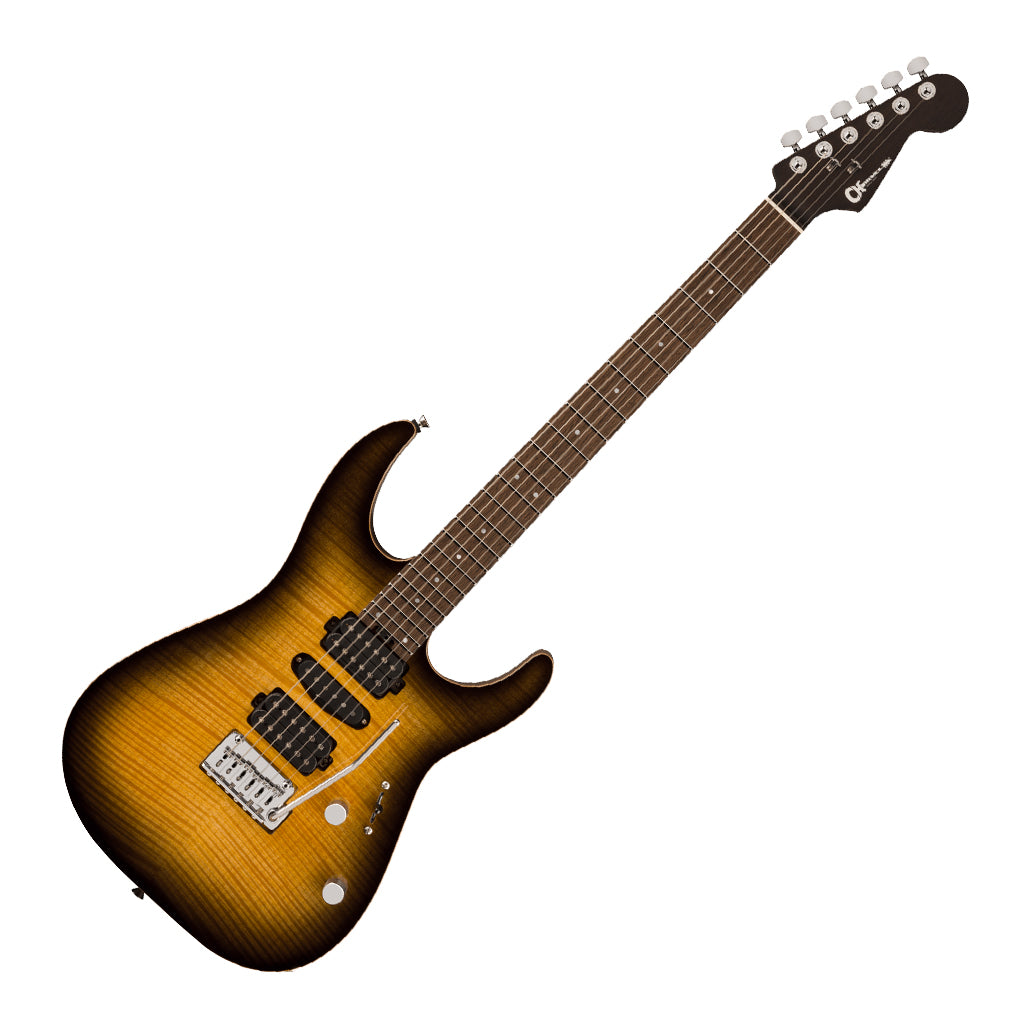 Charvel MJ DK24 HSH 2PT W in Mahogany with Flame Maple Top and Wenge Fingerboard Antique Burst