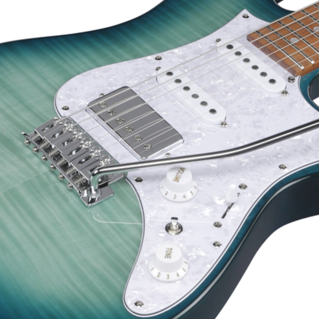 Ibanez - AZ22S1F TXB Electric Guitar Bundle With BIGMINI Tuner - Transparent Turquoise Burst