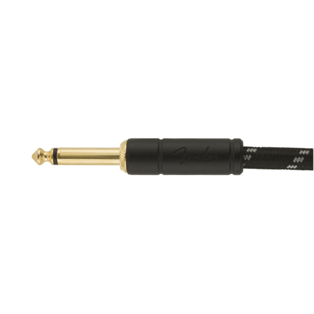 Fender - Deluxe Series Straight to Right Angle Instrument Cable - 18.6 foot Black Tweed