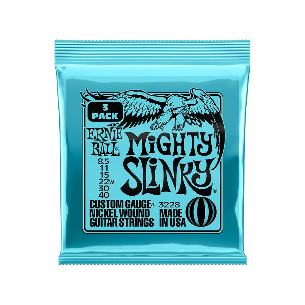 Ernie Ball Mighty Slinky Nickel Wound 8.5-40 Electric Guitar Strings - 3 Pack