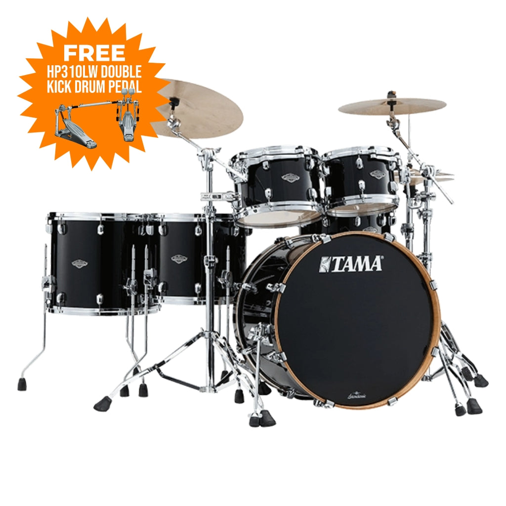 TAMA - MBS52RZS PBK Starclassic Performer 5-Piece Shell Pack - Piano Black with FREE HP310LW Double Kick Drum Pedal
