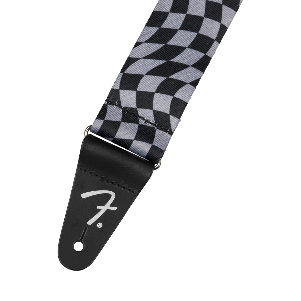 Fender - Wavy Checkerboard Guitar Strap - Gray and Black, 2"