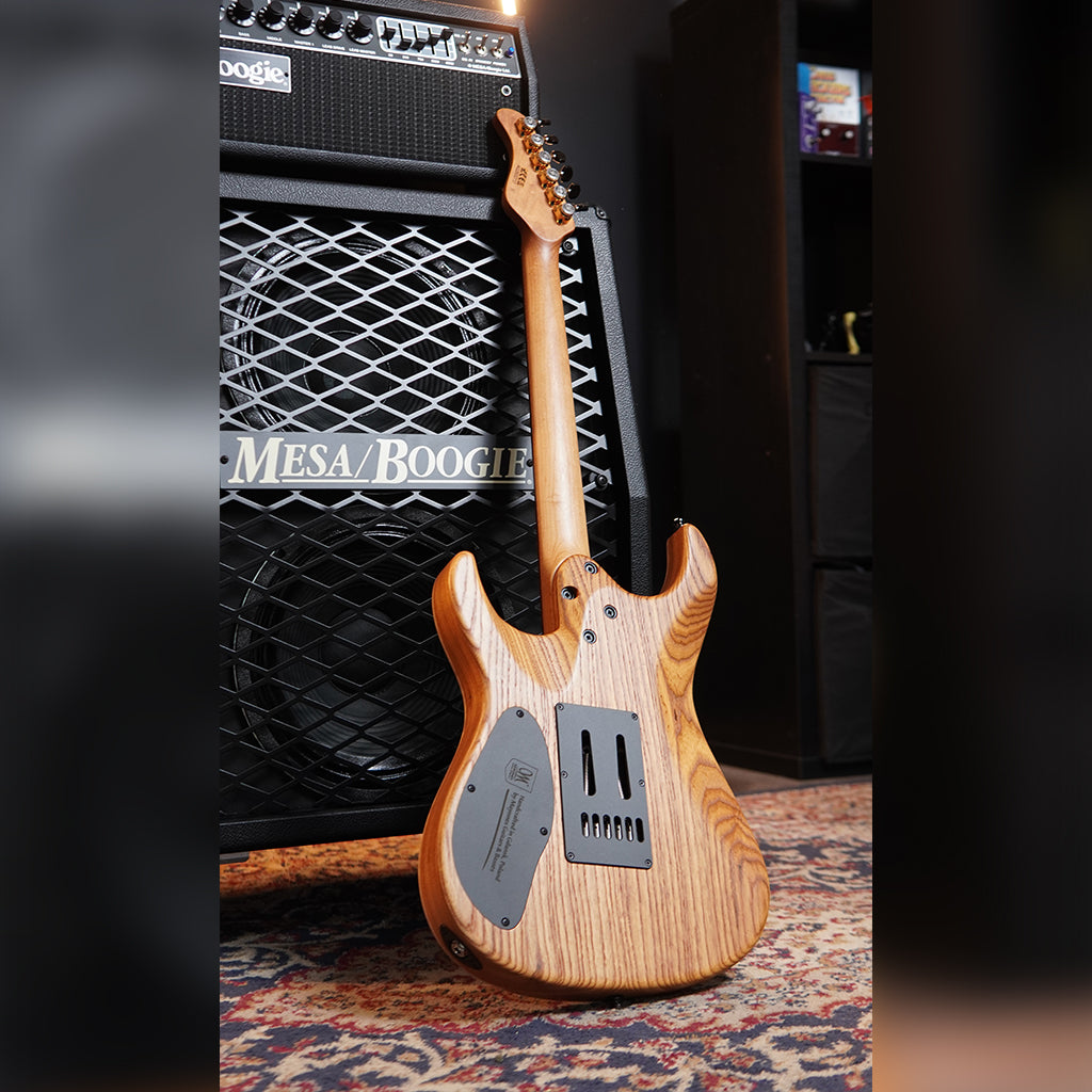 Mayones Aquila Elite V24 6 Curly Poplar Top Electric Guitar - Trans Light Blue Spirit