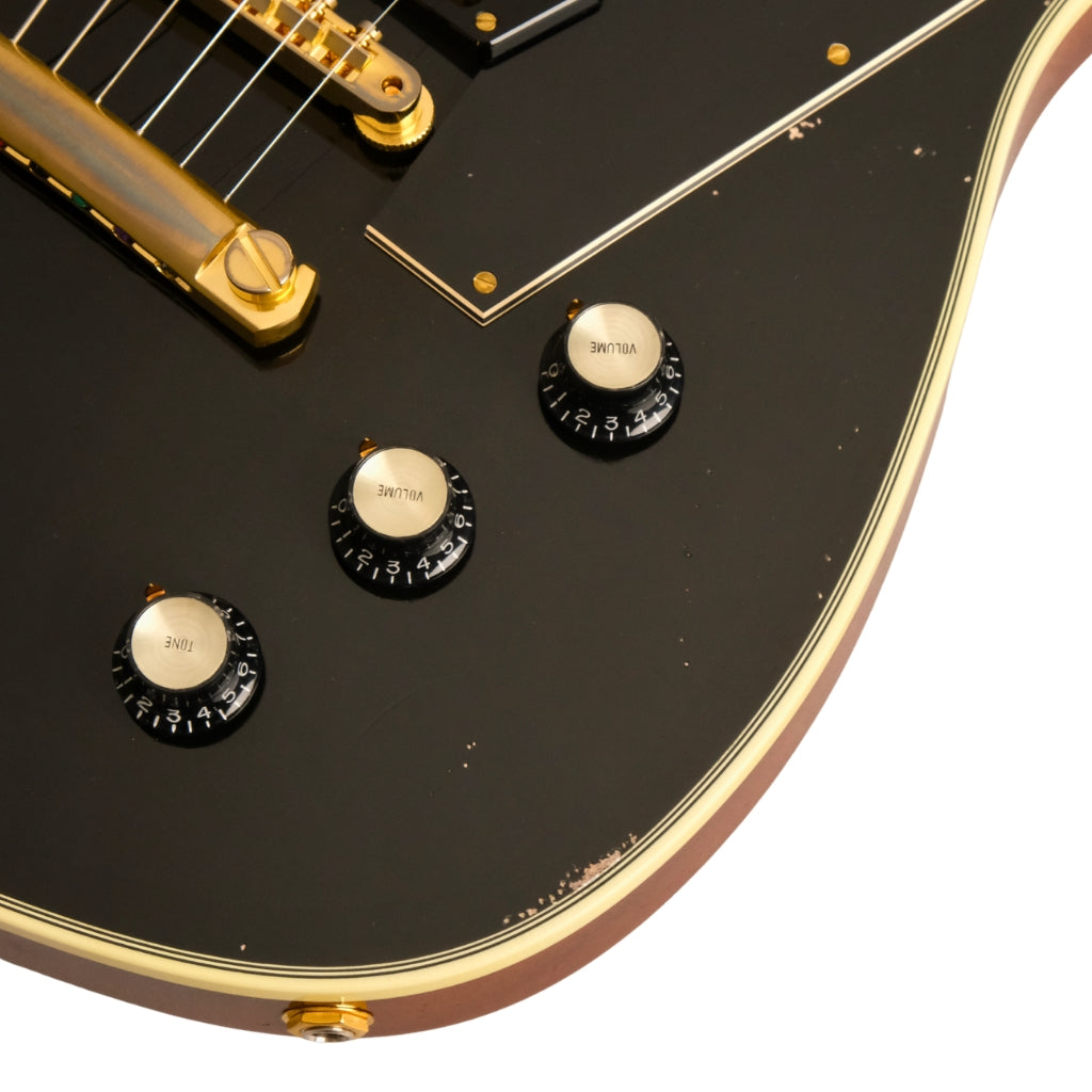 Frank Brothers - Custom Arcade One Electric Guitar - Piano Black, Heavy Aged