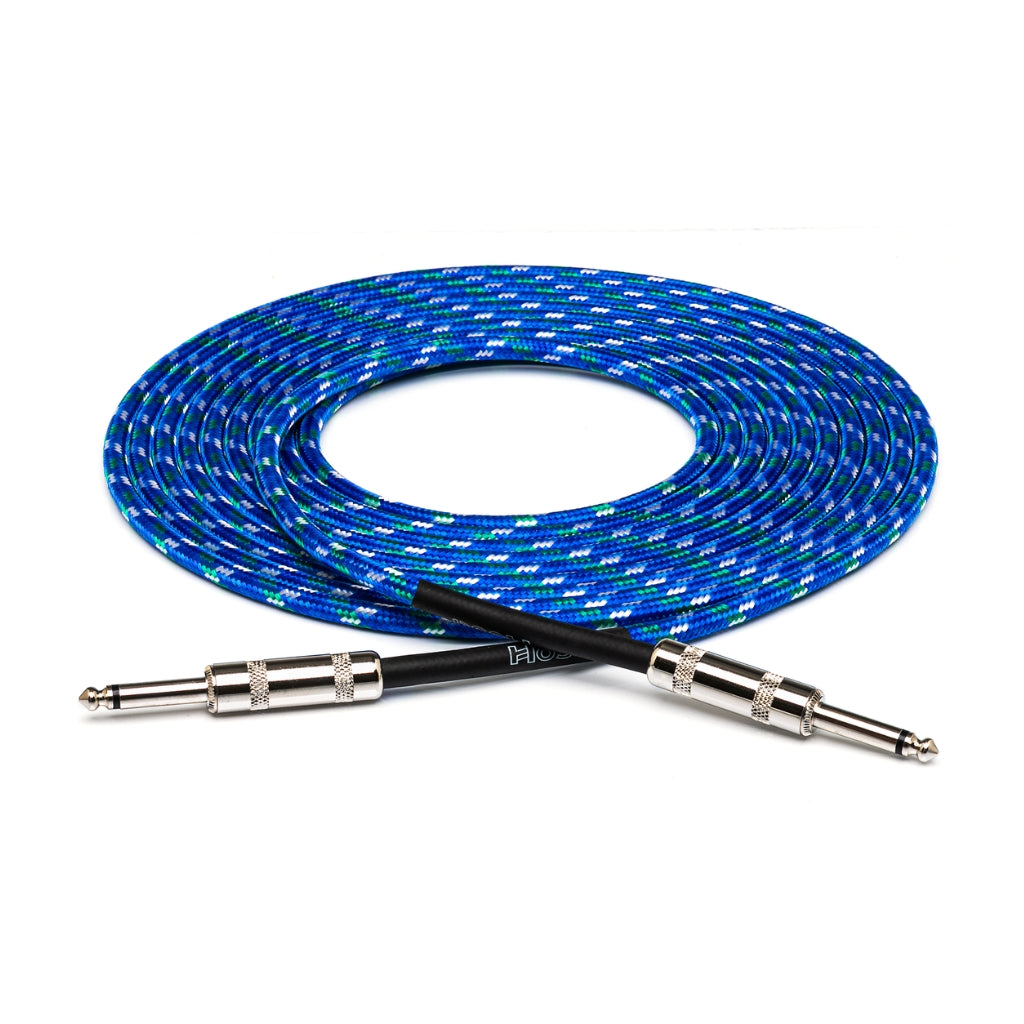 Hosa Technology - Straight to Same - Cloth Guitar Cable 18ft Blue/Green/White