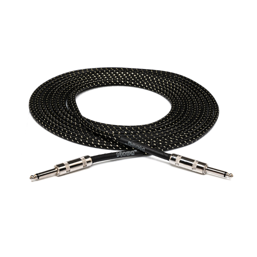 Hosa Technology - Straight to Same - Cloth Guitar Cable 18ft Black/Gold