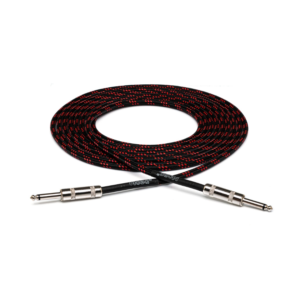 Hosa Technology - Straight to Same - Cloth Guitar Cable 18ft Bk/Rd