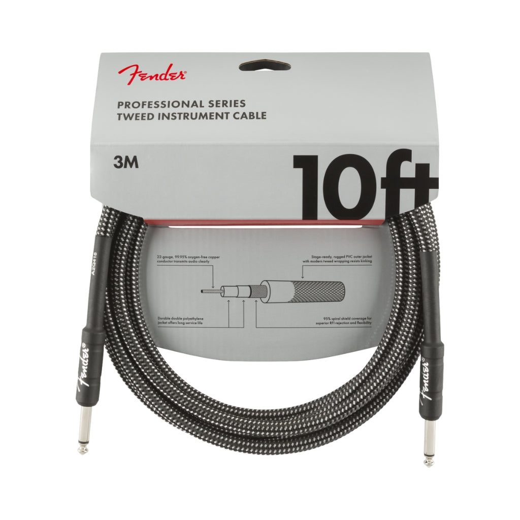 Fender - Professional Series Straight to Straight Instrument Cable - 10 foot Gray Tweed