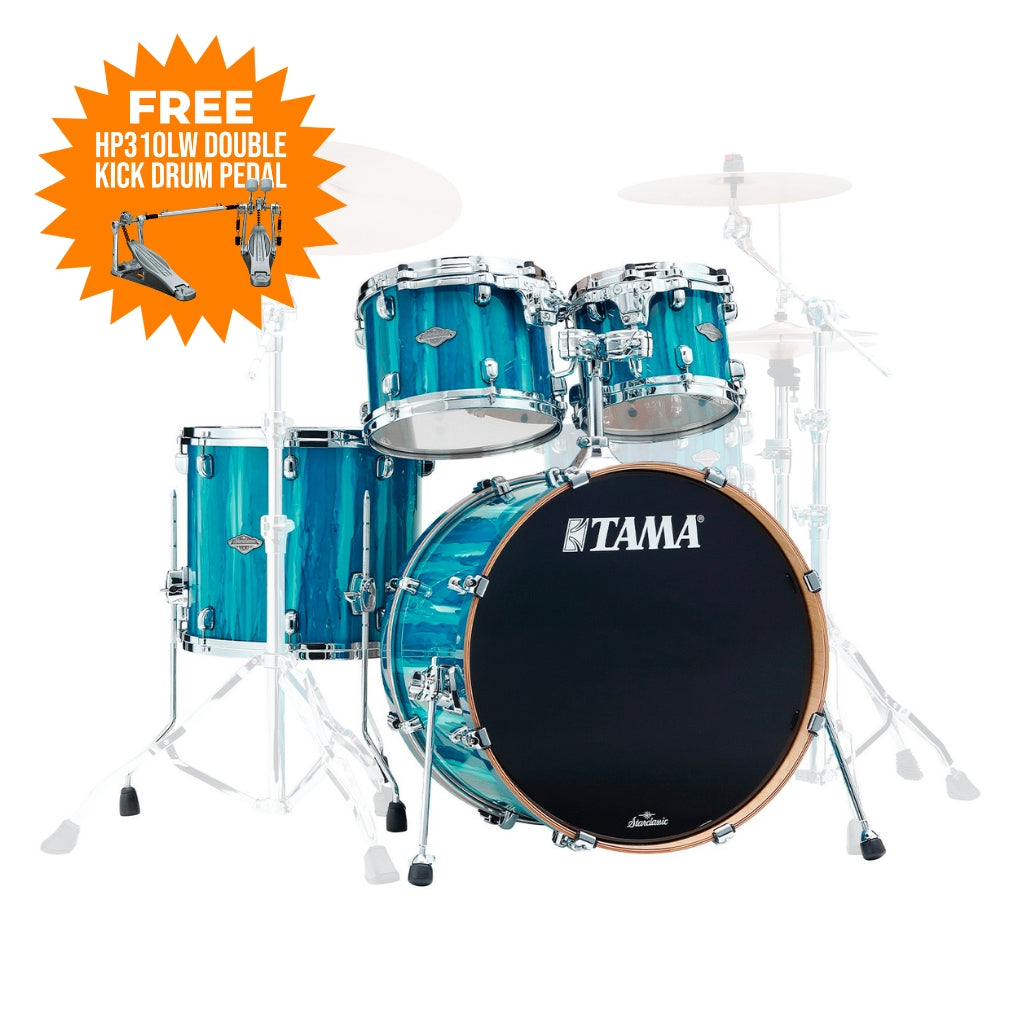 TAMA - MBS42S SKA Starclassic Performer 4-Piece Shell Pack - Sky Blue Aurora with FREE HP310LW Double Kick Drum Pedal