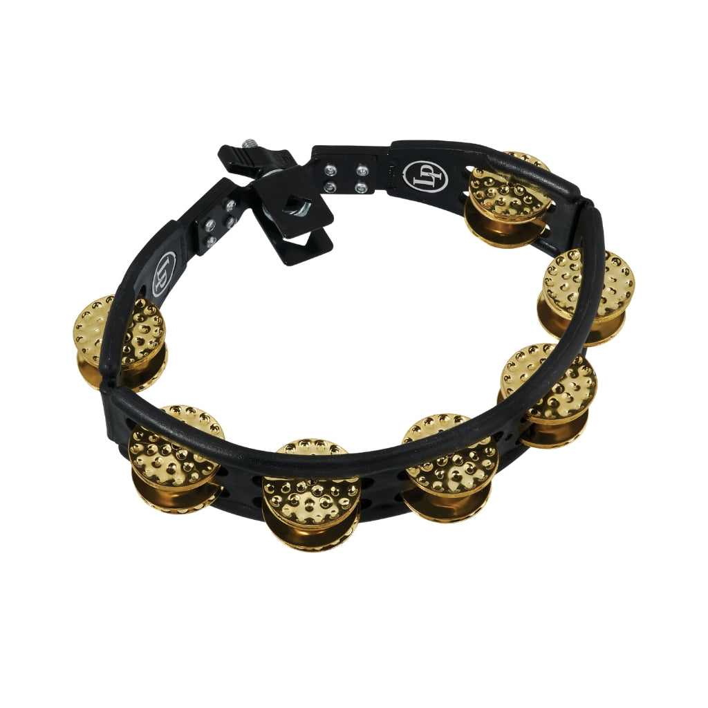 Latin Percussion - Mountable Cyclops Tambourine Double-Row Brass Jingles – Black