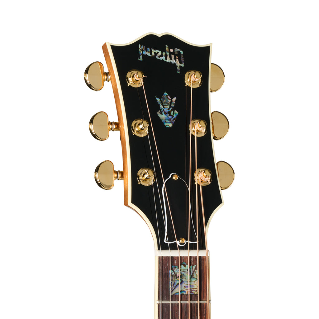 Gibson SJ200 Elegant Koa Left Handed Acoustic-Electric Guitar - Honey Burst headstock