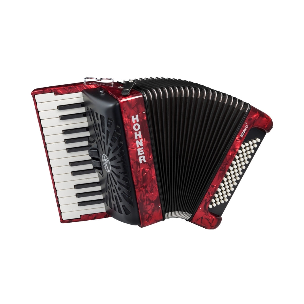 Hohner Bravo II 60 SilentKey Piano Accordion - Red